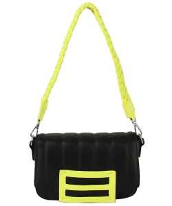 Candy Colorblock Flap Crossbody Bag LHU515-Z BLACK